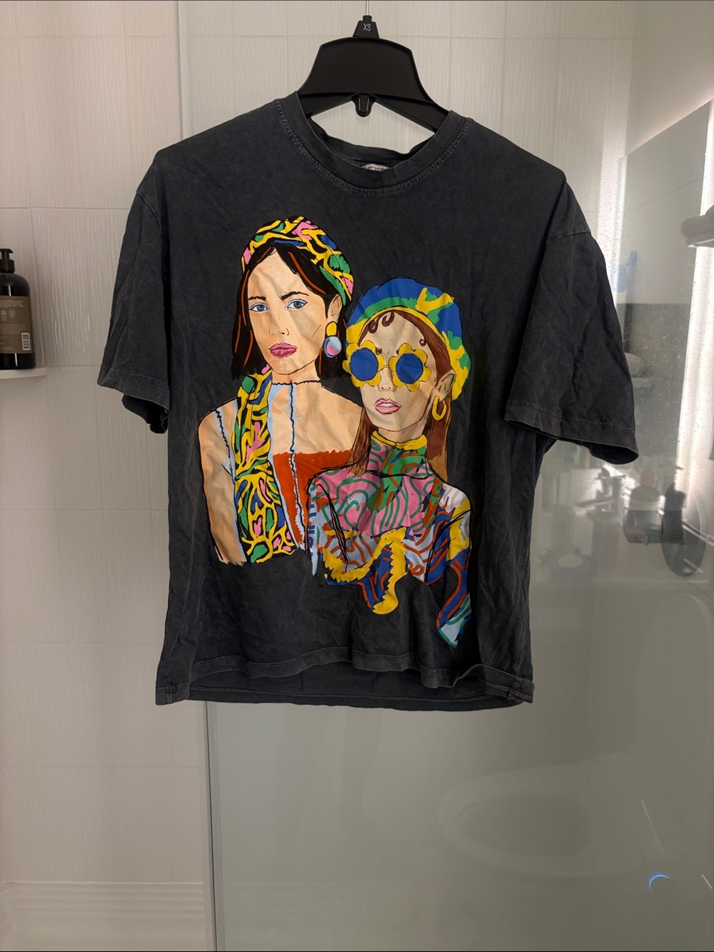 Zara Black Kids' Tee with Colorful Portrait Graphic